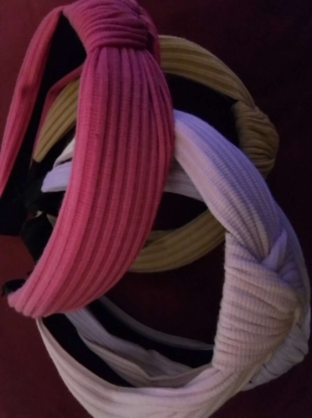 Knotted Top Headbands - Lilac, Taupe, Light Pink, Hot Pink - Picture 2 of 2